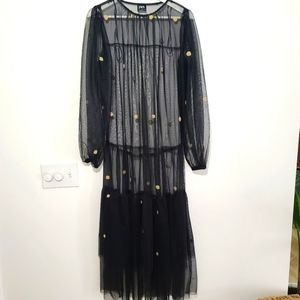 Zara Sheer Gold Flower Dress